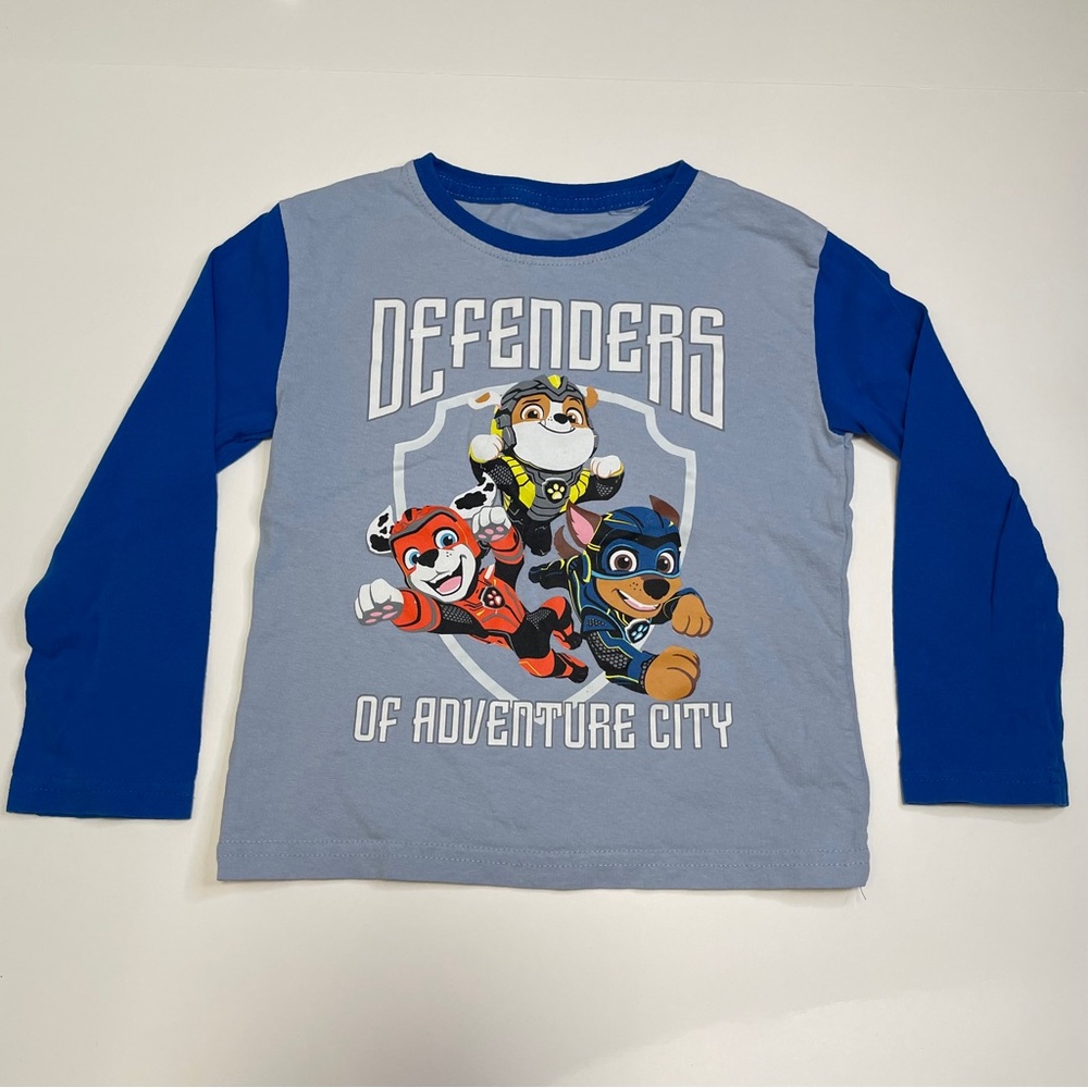 PAW Patrol Mighty Movie Long Sleeve Shirt 3T Blue Raglan Boy Toddler